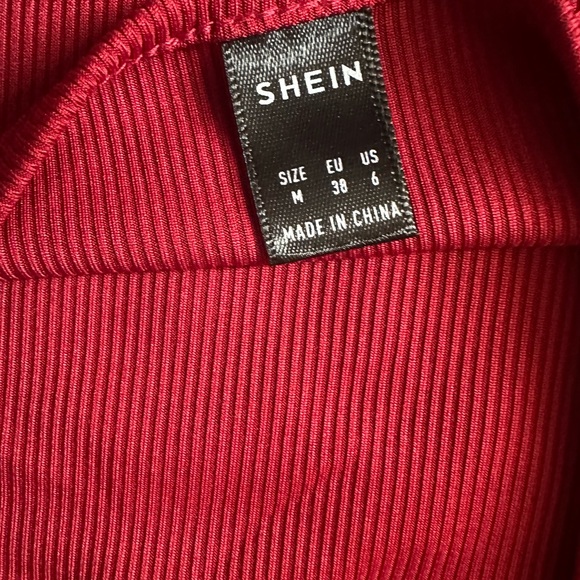 Red Ribbed Square-Neck Crop Top - Picture 3 of 3